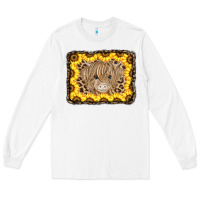 White Baby Cow Leopard Sunflowers Long Sleeve Tee - CowCowDesign