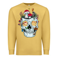 Antique Gold halloween skull collector mushrooms flowers and butterflies sweatshirt Premium Sweatshirt - trangStudio