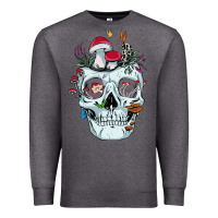 Charcoal Heather halloween skull collector mushrooms flowers and butterflies sweatshirt Premium Sweatshirt - trangStudio