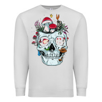 Dove Grey halloween skull collector mushrooms flowers and butterflies sweatshirt Premium Sweatshirt - trangStudio