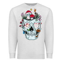 Oatmeal Heather halloween skull collector mushrooms flowers and butterflies sweatshirt Premium Sweatshirt - trangStudio