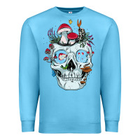 Ocean Blue halloween skull collector mushrooms flowers and butterflies sweatshirt Premium Sweatshirt - trangStudio