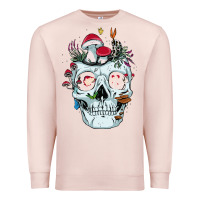 Pale Pink halloween skull collector mushrooms flowers and butterflies sweatshirt Premium Sweatshirt - trangStudio