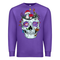 Purple halloween skull collector mushrooms flowers and butterflies sweatshirt Premium Sweatshirt - trangStudio