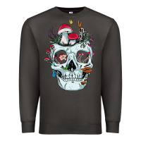 Smoke halloween skull collector mushrooms flowers and butterflies sweatshirt Premium Sweatshirt - trangStudio