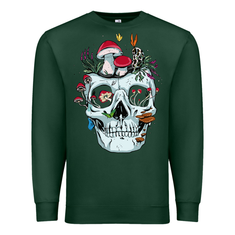 Halloween Skull Collector Mushrooms Flowers And Butterflies Sweatshirt Premium Sweatshirt by trangStudio | Teevron