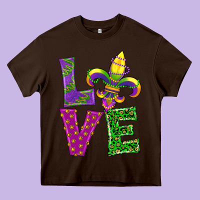 Mardi Gras Love Heavy Core Tee Designed By Ranaportraitstore