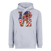 Heather Grey patriotic sunflower love Heavyweight Hoodie - BarkalooDesign