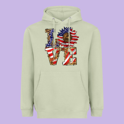 Patriotic Sunflower Love Heavyweight Hoodie Designed By Barkaloodesign