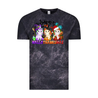 Cloud Black happy hallothanksmas unicorn Vintage Tee - CowGirlArtShop