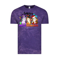 Cloud Purple happy hallothanksmas unicorn Vintage Tee - CowGirlArtShop