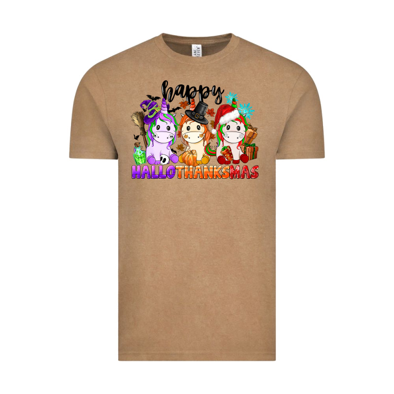 Happy Hallothanksmas Unicorn Vintage Tee by CowGirlArtShop | Teevron