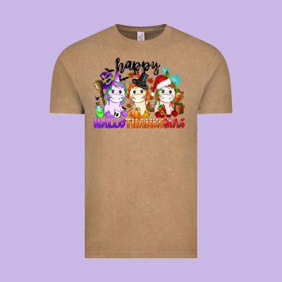 Happy Hallothanksmas Unicorn Vintage Tee Designed By Cowgirlartshop