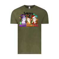 Vintage Olive happy hallothanksmas unicorn Vintage Tee - CowGirlArtShop