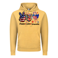Vintage Mustard Peace love fireworks 4th of july Vintage Hoodie - CowGirlArtShop