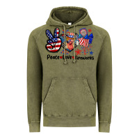 Vintage Olive Peace love fireworks 4th of july Vintage Hoodie - CowGirlArtShop