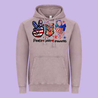 Peace Love Fireworks 4th Of July Vintage Hoodie Designed By Cowgirlartshop