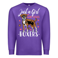 Purple Kids Boxer Dog Just A Girl Who Loves Boxers Gift Premium Sweatshirt - trangStudio