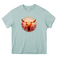 Arona Western Cowboy Sunset Bull Skull Heavy Core Tee - Bettercallsaul