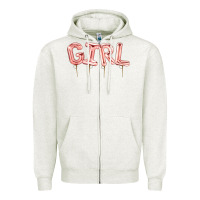 Oatmeal Heather Girl balloon Zipper Hoodie - Artiststas