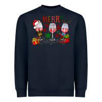 Navy Merry Christmas Heavyweight Sweatshirt - CowhideDigitalArt
