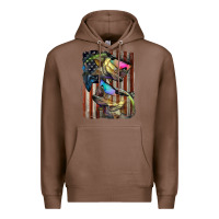Chestnut American Flag With Bass Fish Premium Hoodie - LillyAllenDesigns