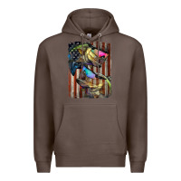 Coffee American Flag With Bass Fish Premium Hoodie - LillyAllenDesigns