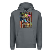Rock American Flag With Bass Fish Premium Hoodie - LillyAllenDesigns