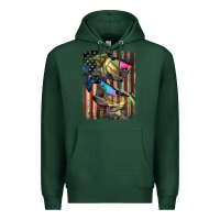 Sports Green American Flag With Bass Fish Premium Hoodie - LillyAllenDesigns