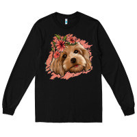 Black cockapoo floral pink glitter Long Sleeve Tee - Jasminsmagicworld