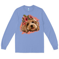 Colony Blue cockapoo floral pink glitter Long Sleeve Tee - Jasminsmagicworld