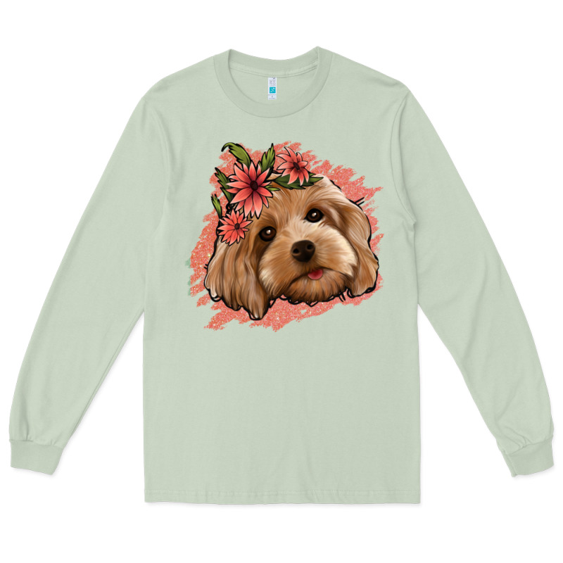 Cockapoo Floral Pink Glitter Long Sleeve Tee by Jasminsmagicworld | Teevron