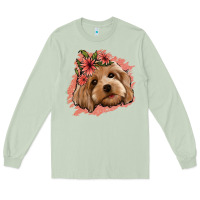 Matcha cockapoo floral pink glitter Long Sleeve Tee - Jasminsmagicworld