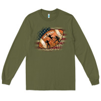 Army Green American Football Flag Players Long Sleeve Tee - CowCowDesign