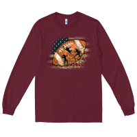 Burgundy American Football Flag Players Long Sleeve Tee - CowCowDesign