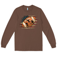 Chestnut American Football Flag Players Long Sleeve Tee - CowCowDesign
