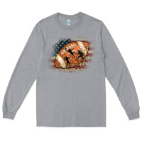Heather Grey American Football Flag Players Long Sleeve Tee - CowCowDesign