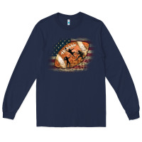 Navy American Football Flag Players Long Sleeve Tee - CowCowDesign