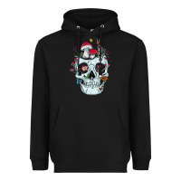 Black halloween skull collector mushrooms flowers and butterflies sweatshirt Heavyweight Hoodie - trangStudio