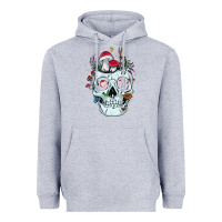 Heather Grey halloween skull collector mushrooms flowers and butterflies sweatshirt Heavyweight Hoodie - trangStudio