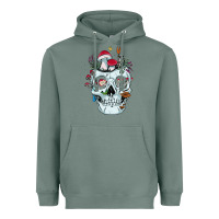 Sage halloween skull collector mushrooms flowers and butterflies sweatshirt Heavyweight Hoodie - trangStudio