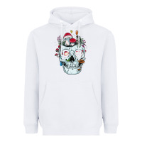 White halloween skull collector mushrooms flowers and butterflies sweatshirt Heavyweight Hoodie - trangStudio