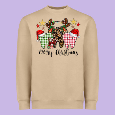 Merry Christmas Tooth Heavyweight Sweatshirt Designed By Cowhidedigitalart