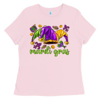 Bubblegum Pink Mardi Gras with jester Ladies Tee - NancyCooperArtShop