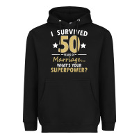 Black 50 years of marriage superpower 50th wedding anniversary Heavyweight Hoodie - trangStudio