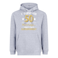 Heather Grey 50 years of marriage superpower 50th wedding anniversary Heavyweight Hoodie - trangStudio
