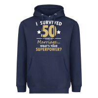 Navy 50 years of marriage superpower 50th wedding anniversary Heavyweight Hoodie - trangStudio