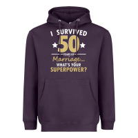Plum 50 years of marriage superpower 50th wedding anniversary Heavyweight Hoodie - trangStudio