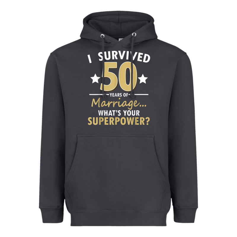 50 Years Of Marriage Superpower 50th Wedding Anniversary Heavyweight Hoodie by trangStudio | Teevron