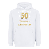 White 50 years of marriage superpower 50th wedding anniversary Heavyweight Hoodie - trangStudio